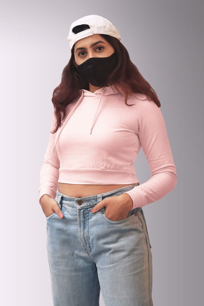 Pink Crop Hoodie Kommet