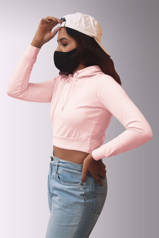 Pink Crop Hoodie Kommet