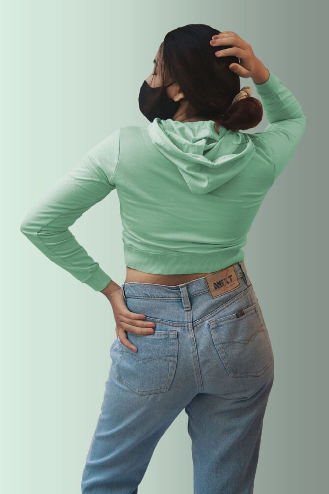 Mint Crop Hoodie Kommet